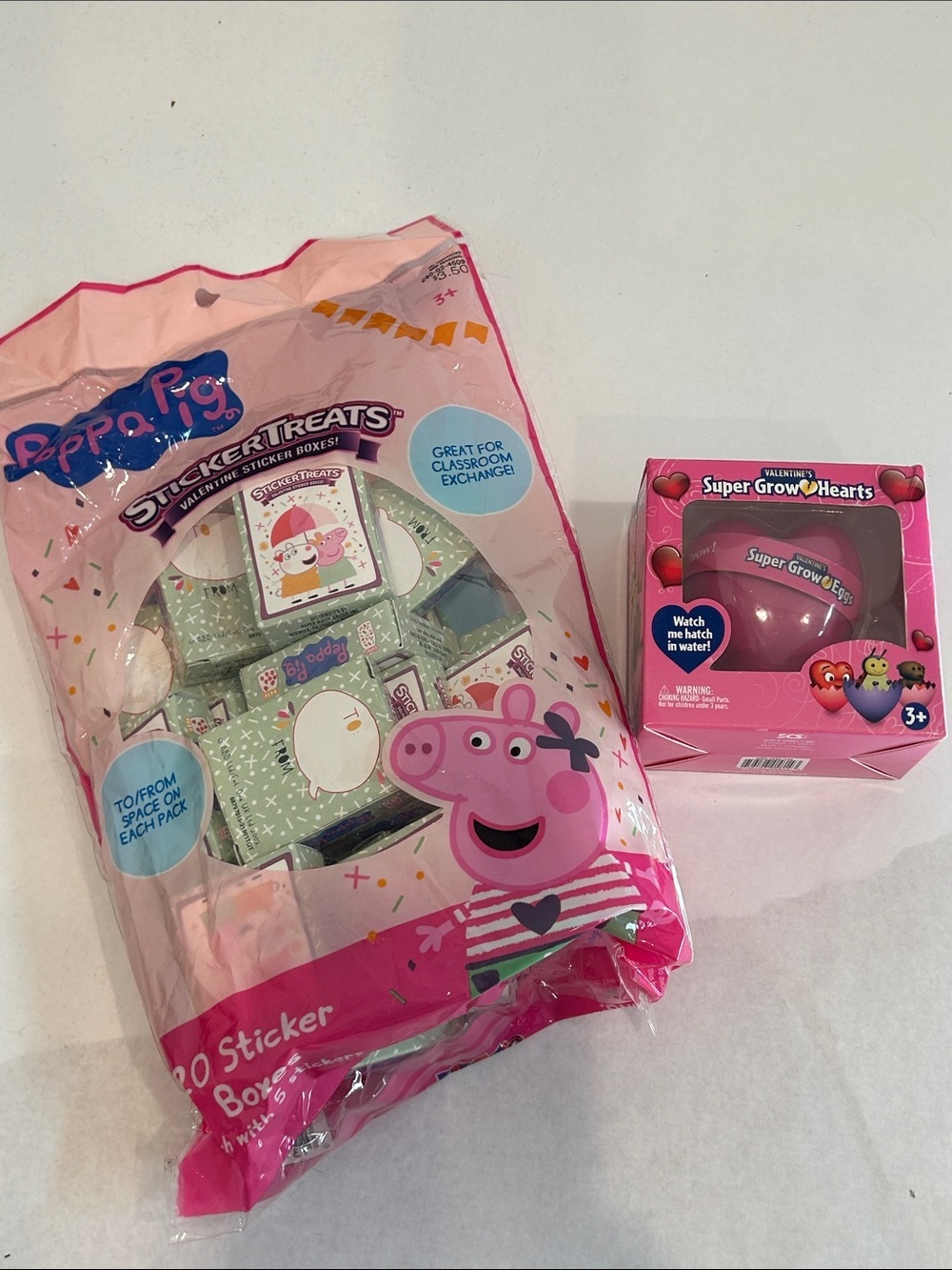 Peppa Pig 20 Party Sticker Boxes Pink & Green & super grow heart new 3+ age kids